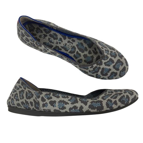 Rothy's The Flat Spotted Gray Blue Rounded Toe Slip-On Ballet Flats 10.5 - Picture 1 of 13